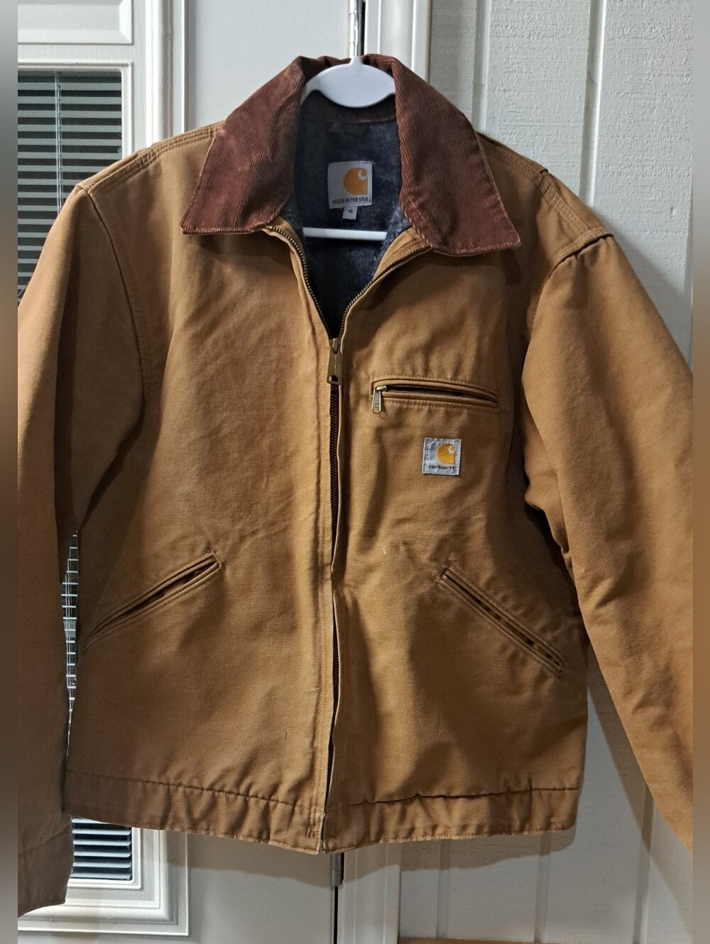 Vintage Carhartt Detroit Jacket Brown Thick Duck Blanket Lined Brown USA Made M